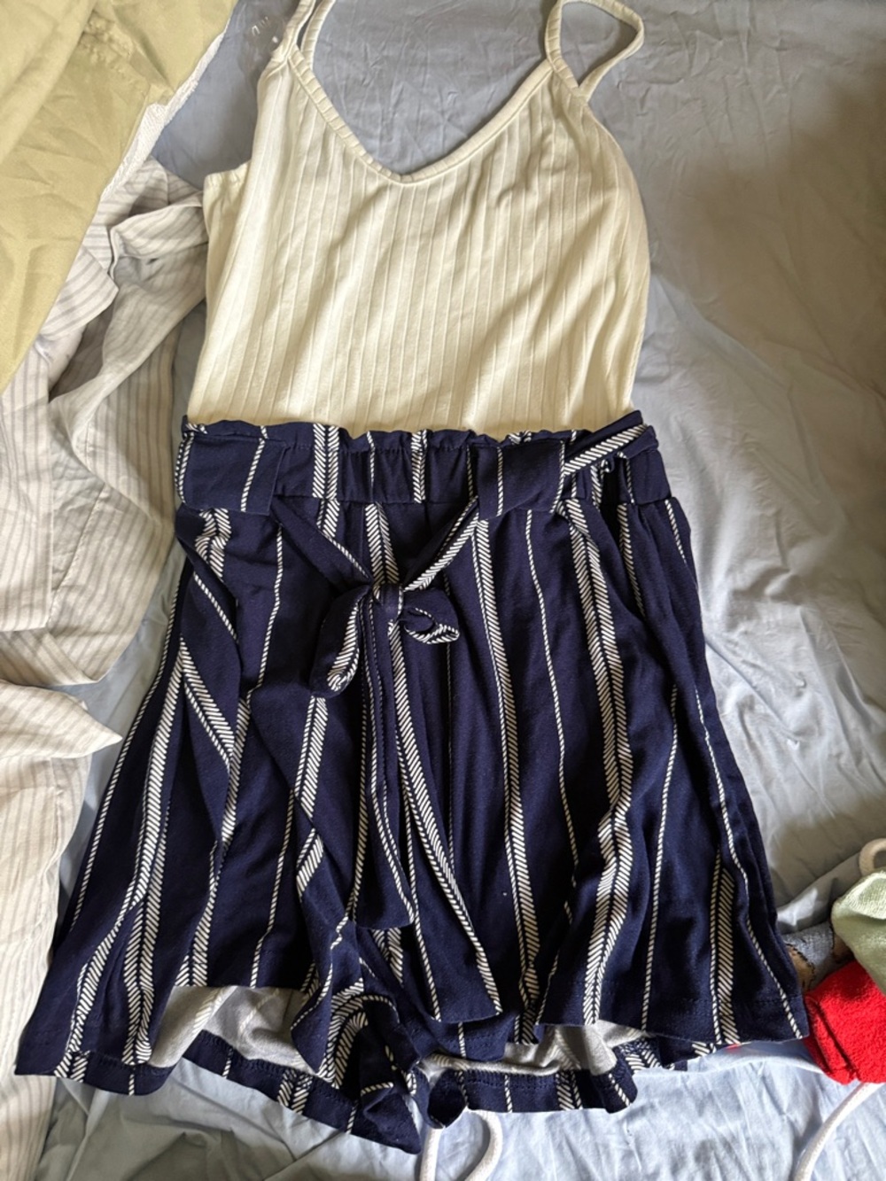 Rainbow Navy & White Striped Romper